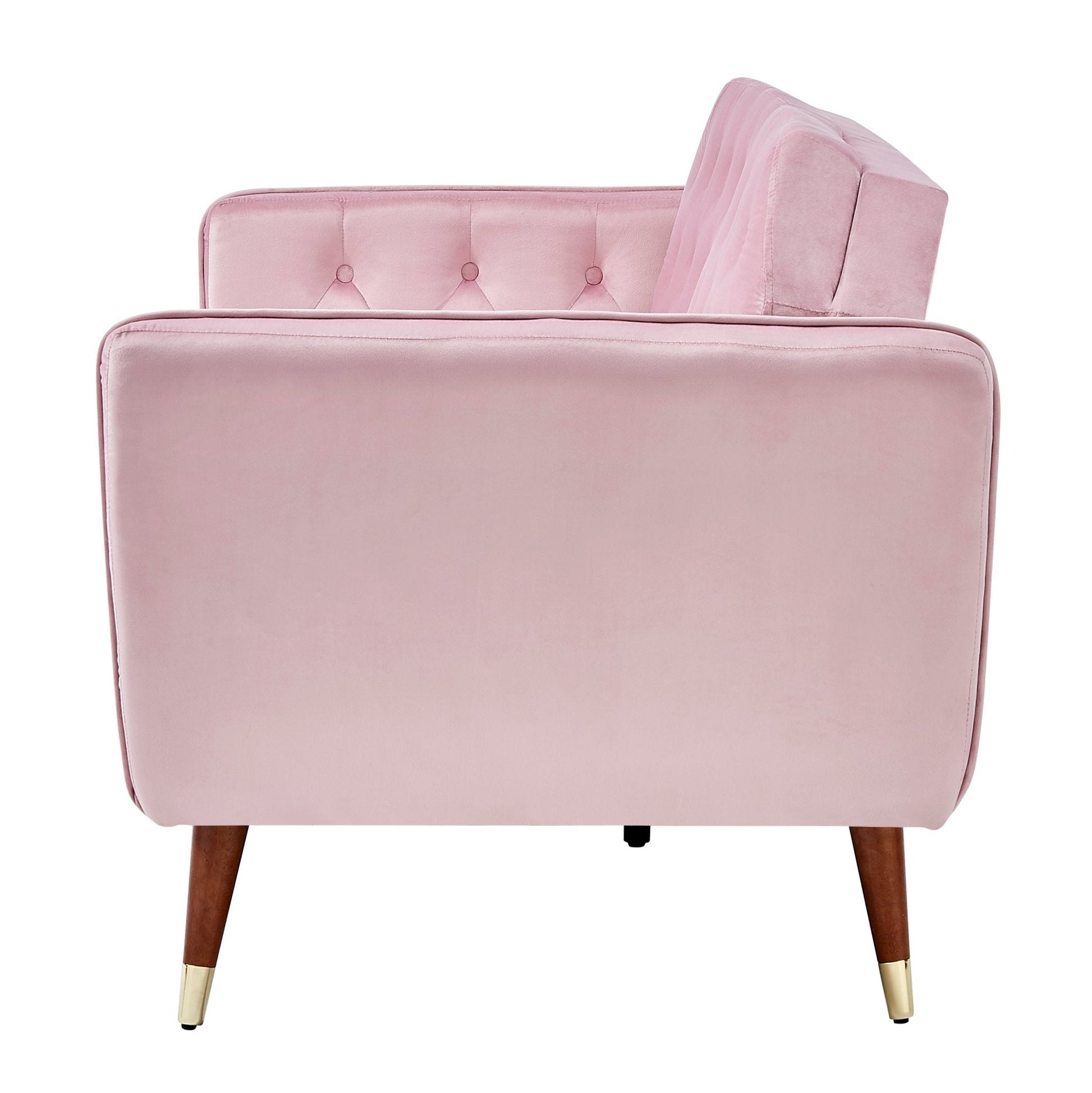 3 Seater Sofa Bed Pink Velvet Button Back - Victoria Bargainia