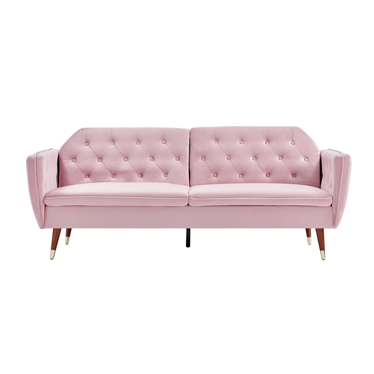 3 Seater Sofa Bed Pink Velvet Button Back - Victoria Bargainia