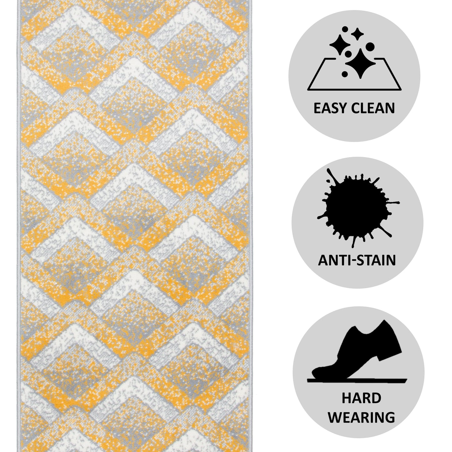 Gold, Grey & White Chevron Stair Runner / Kitchen Mat - Texas (Custom Sizes Available)-5056150272397-Bargainia.com