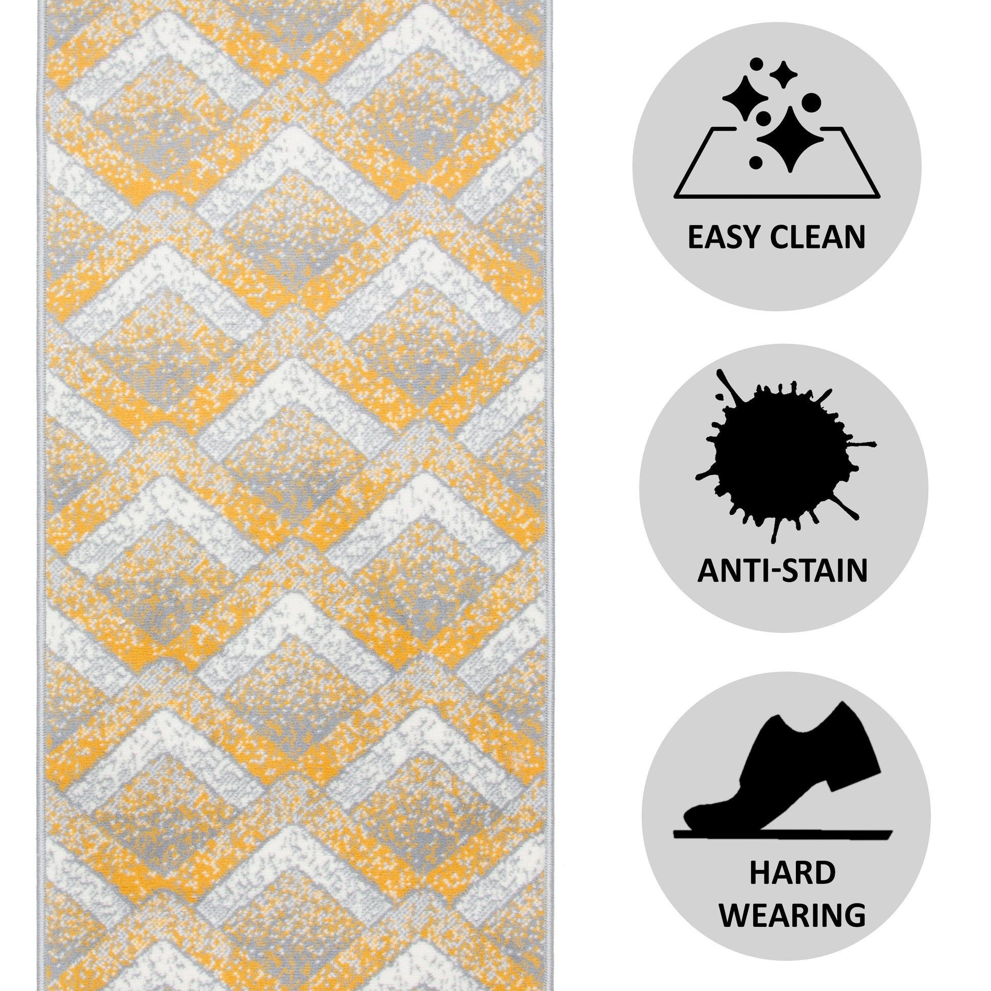 Gold, Grey & White Chevron Stair Runner / Kitchen Mat - Texas (Custom Sizes Available)-5056150272397-Bargainia.com