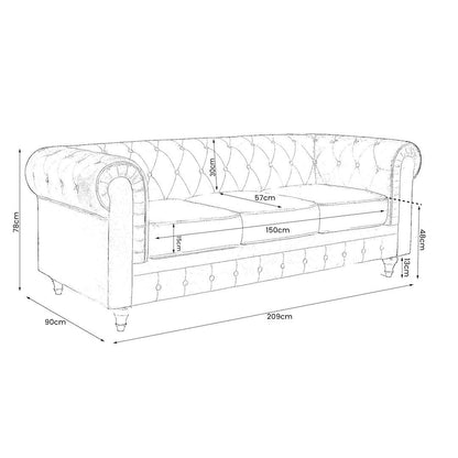 Faux Leather Chesterfield Sofa Suite - Black-Bargainia.com