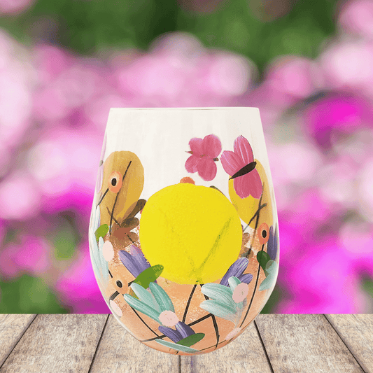 Lynsey Johnstone Hand Painted Sunshine Delight Stemless Glass-5010792729107-Bargainia.com