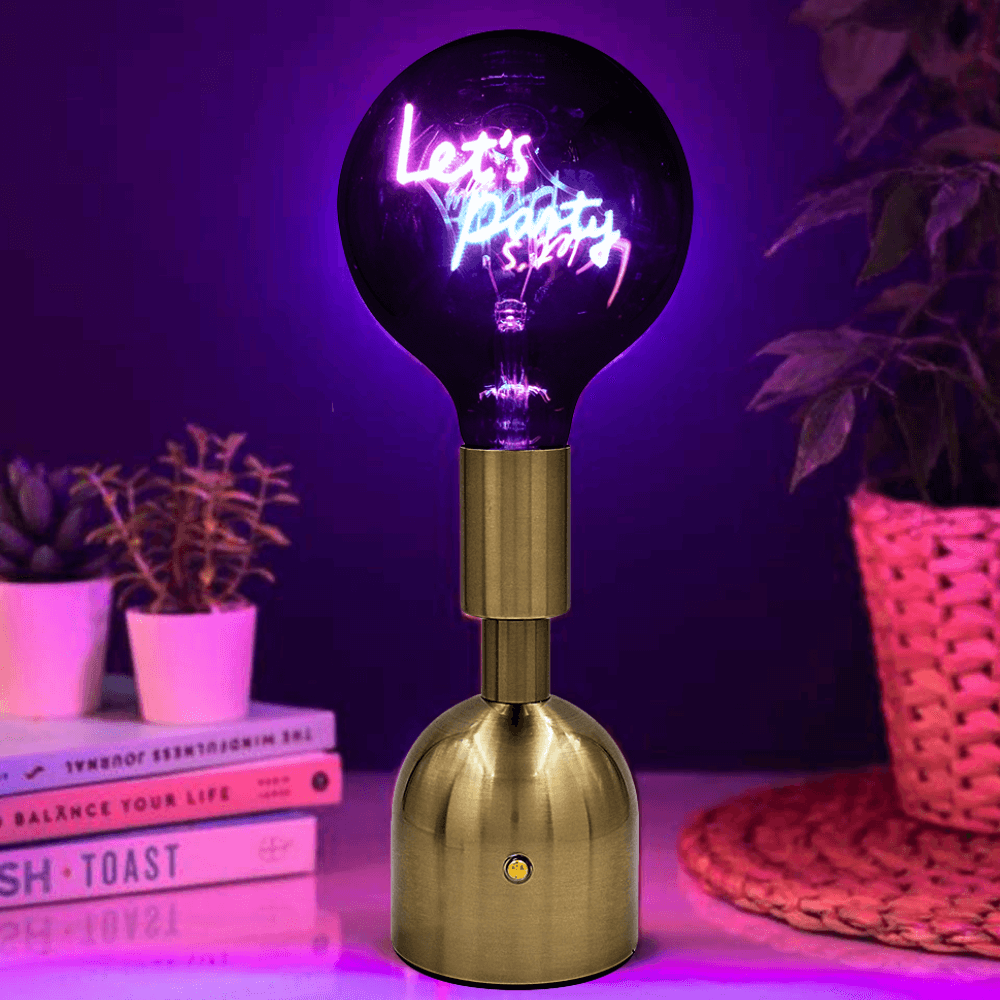 Let's Party LED Neon Text Brass Accent Decorative Lamp-5010792734293-Bargainia.com