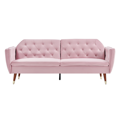Victoria 3 Seater Velvet Click Clack Sofa Bed - Rose Pink-Bargainia.com