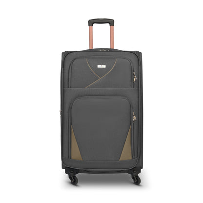 4-Wheel Suitcase Set Soft Shell Luggage, Set of 4 L,M,S,Cabin - Assorted Colours