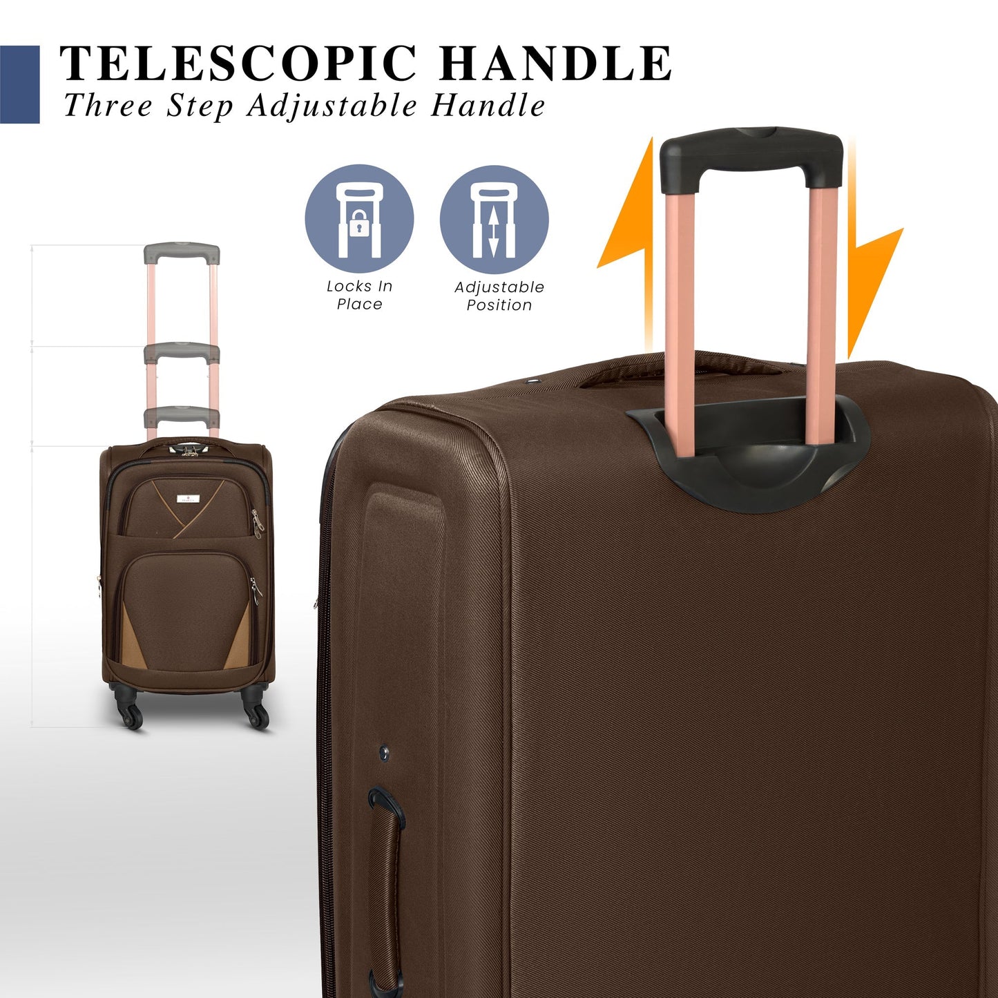 4-Wheel Suitcase Set Soft Shell Luggage, Set of 4 L,M,S,Cabin - Assorted Colours