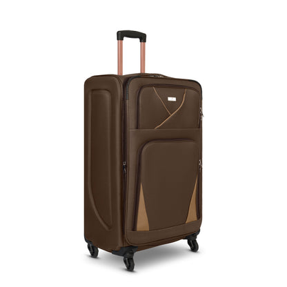 4-Wheel Suitcase Set Soft Shell Luggage, Set of 4 L,M,S,Cabin - Assorted Colours