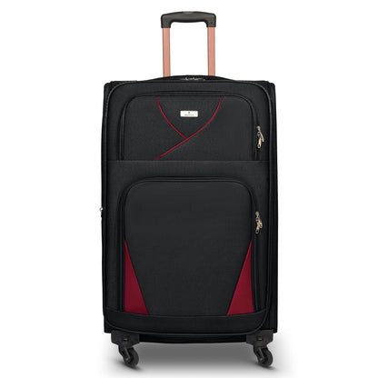 4-Wheel Suitcase Set Soft Shell Luggage, Set of 4 L,M,S,Cabin - Assorted Colours