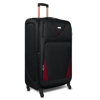 4-Wheel Suitcase Set Soft Shell Luggage, Set of 4 L,M,S,Cabin - Assorted Colours