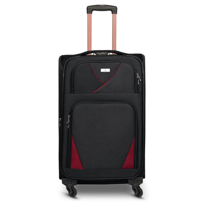 4-Wheel Suitcase Set Soft Shell Luggage, Set of 4 L,M,S,Cabin - Assorted Colours