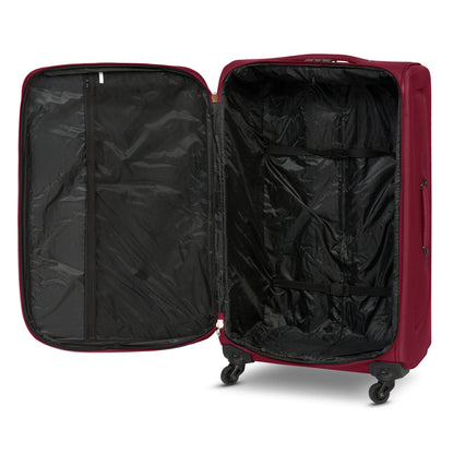 4-Wheel Suitcase Set Soft Shell Luggage, Set of 4 L,M,S,Cabin - Assorted Colours Bargainia