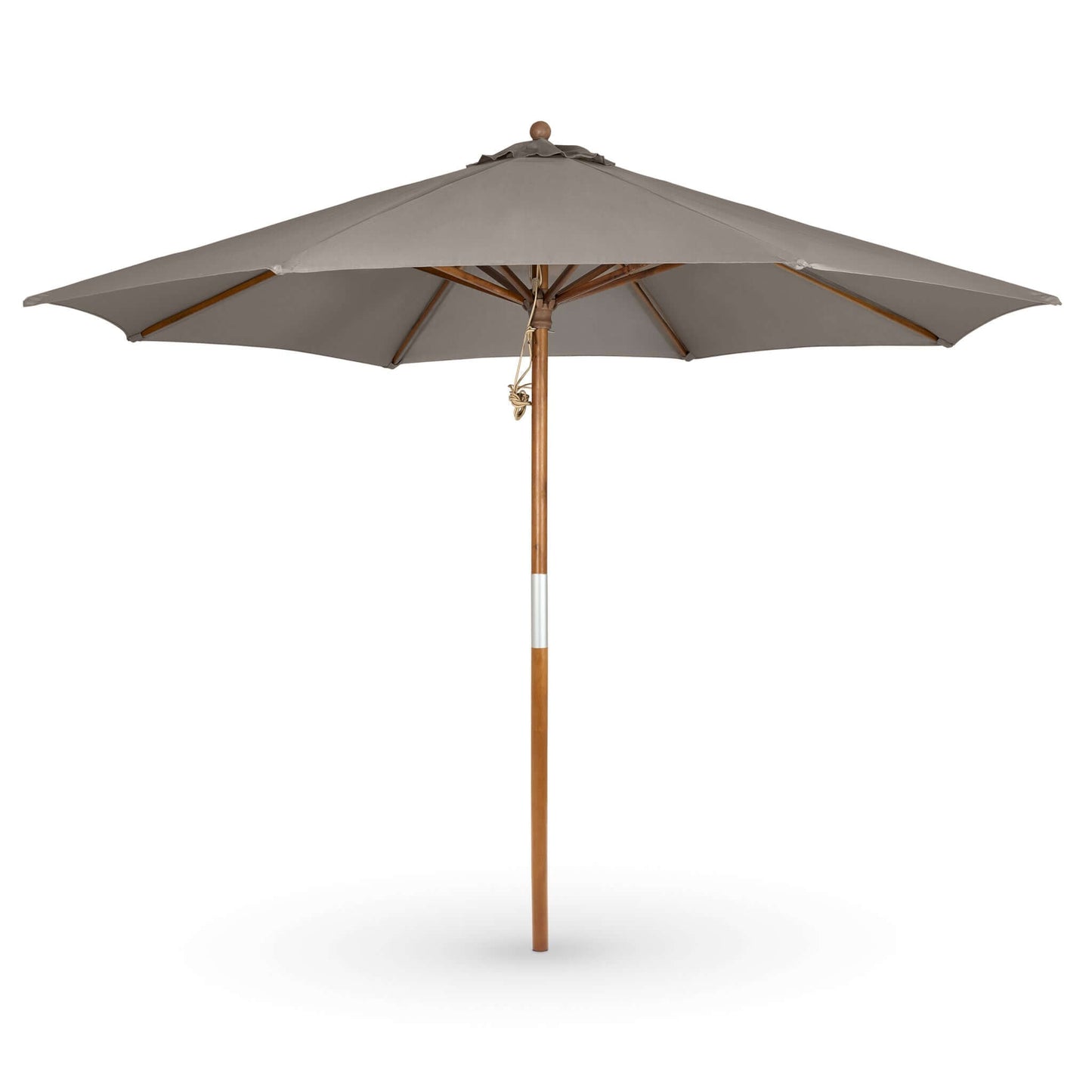 Belavi 3M Hardwood Round Garden Parasol Umbrella - Taupe