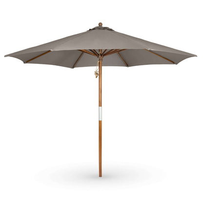 Belavi 3M Hardwood Round Garden Parasol Umbrella - Taupe