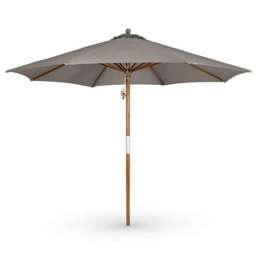 Belavi 3M Hardwood Round Garden Parasol Umbrella - Taupe