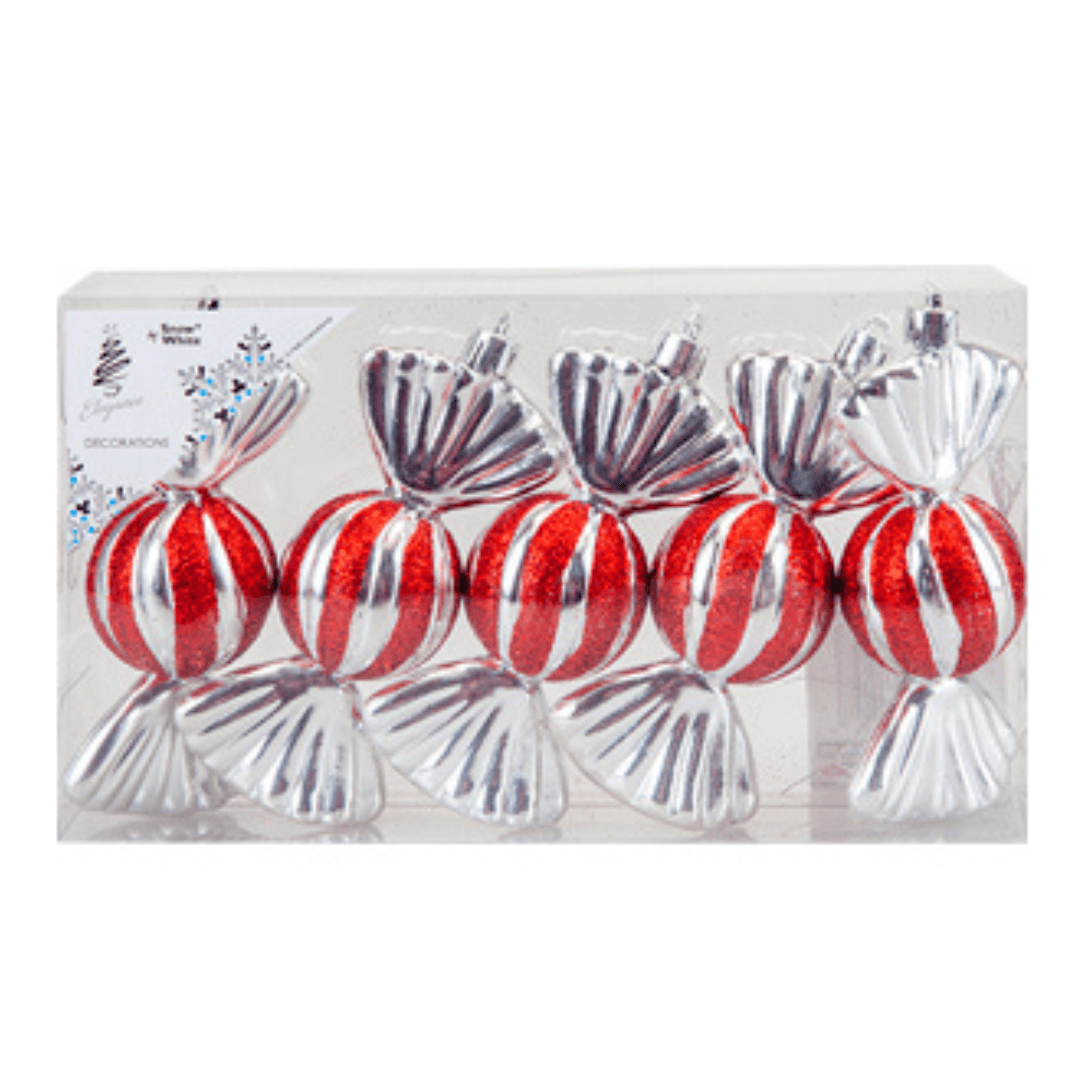 Christmas Baubles Candy Cane Striped Sweets 5 Pack 11CM