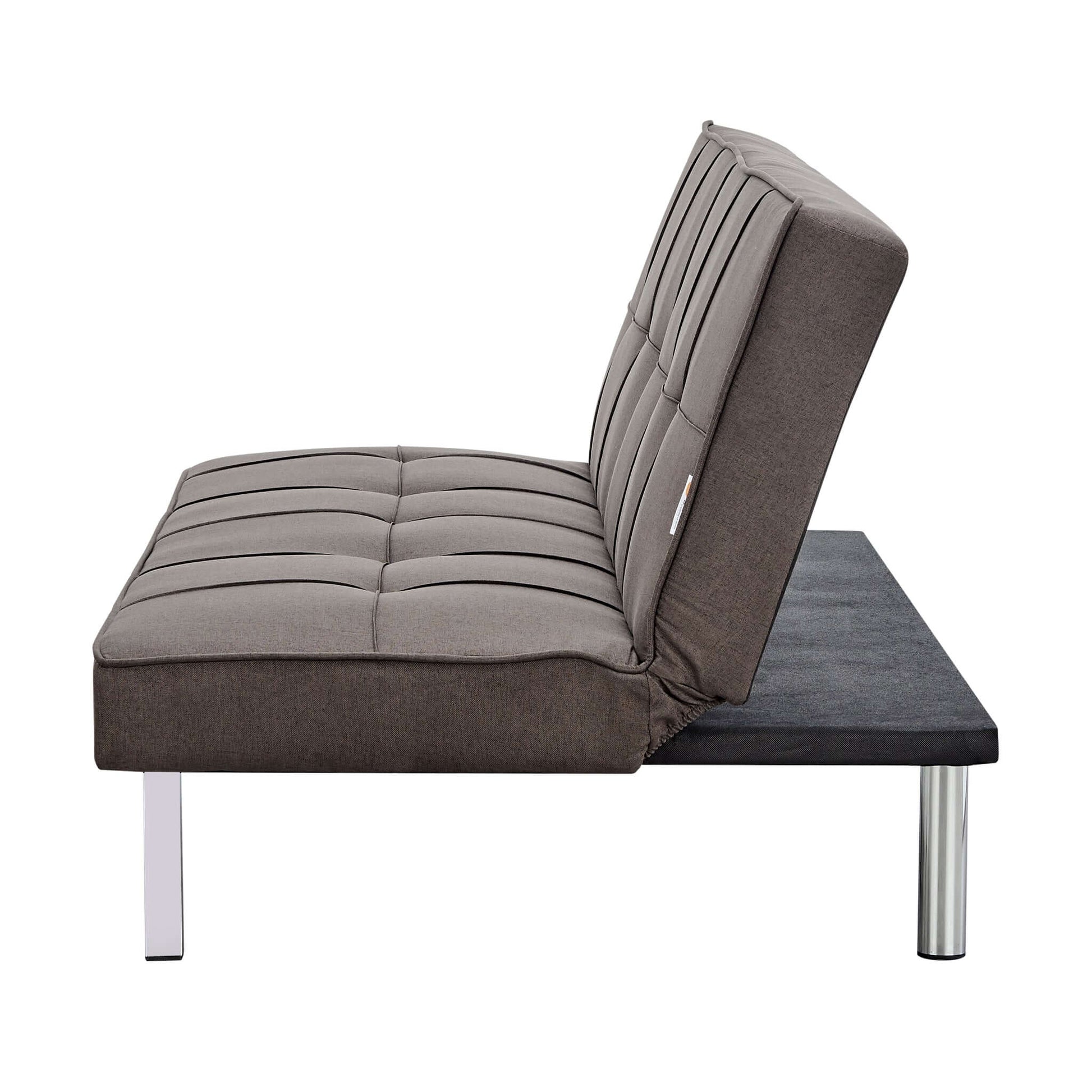 Britney Essentials 3 Seater Click Clack Sofa Bed - Brown-Bargainia.com