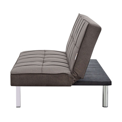 Britney Essentials 3 Seater Click Clack Sofa Bed - Brown-Bargainia.com