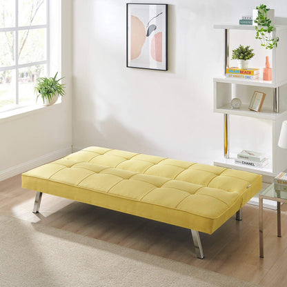 Britney Essentials 3 Seater Click Clack Sofa Bed - Yellow-Bargainia.com