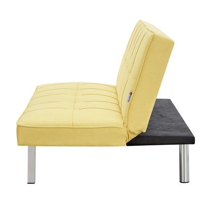 Britney Essentials 3 Seater Click Clack Sofa Bed - Yellow-Bargainia.com