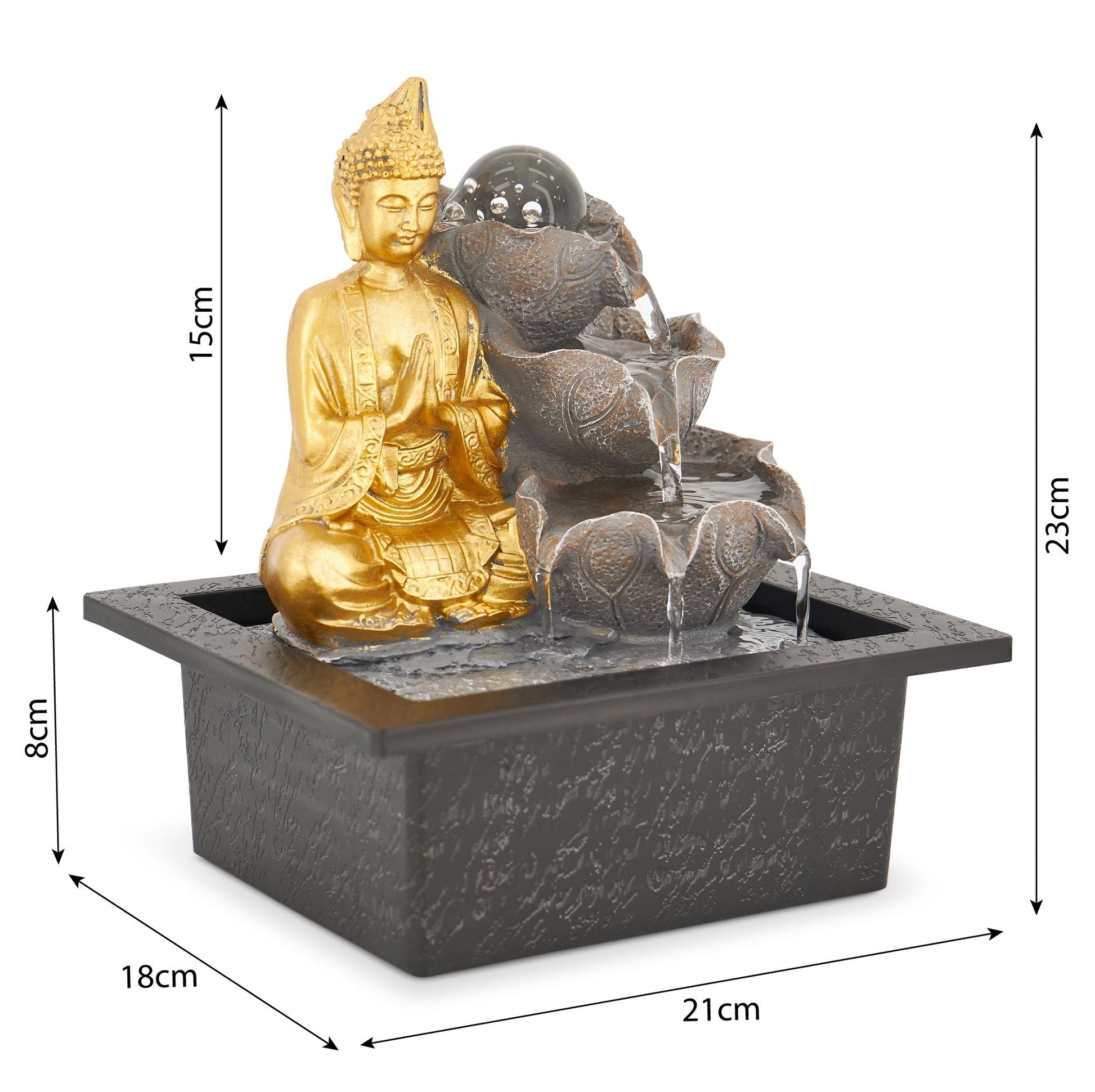 Buddha indoor tabletop water feature measurements 