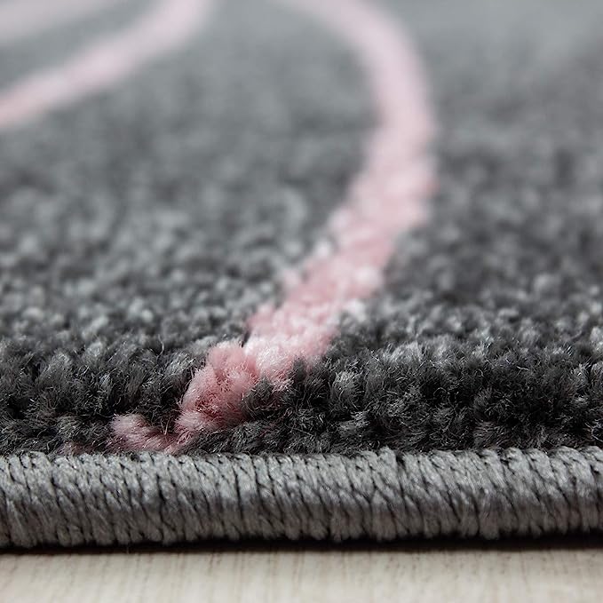 Pink and Grey Stars Rug - Kids-4058819076026-Bargainia.com
