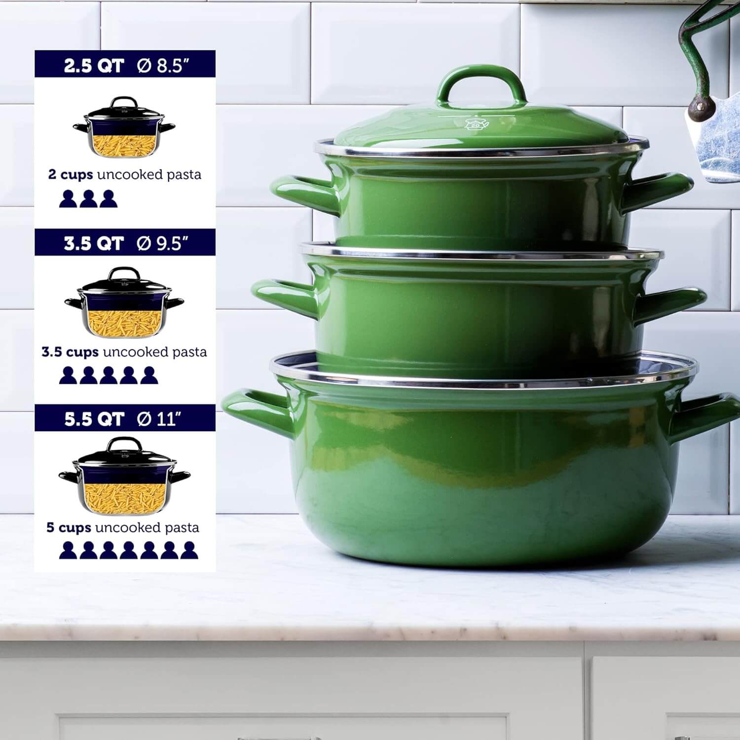 BK Indigo The Dutch Oven Heritage Round German Enamelled Casserole with Lid 22cm 3.3L - Green-4895156659143-Bargainia.com