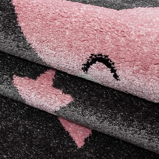 Pink and Grey Stars Rug - Kids-4058819076026-Bargainia.com