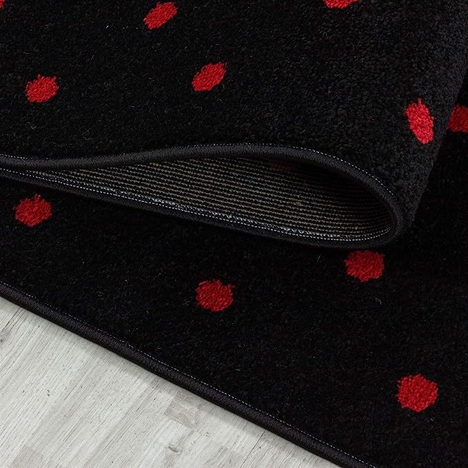 Red and Black Heart Kids Rug - Bambi-5056150253525-Bargainia.com