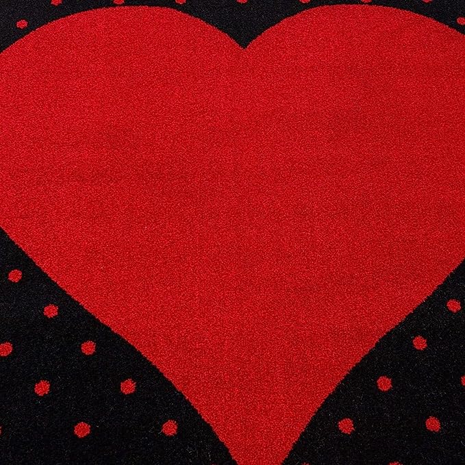 Red and Black Heart Kids Rug - Bambi-5056150253525-Bargainia.com