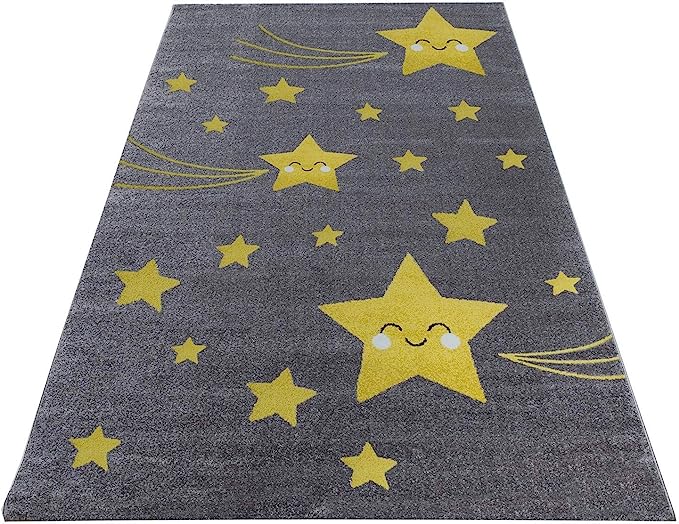Mustard Stars Rug - Kids-4058819079805-Bargainia.com