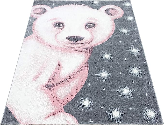 Pink Bear Kids Rug - Bambi-5056150253327-Bargainia.com