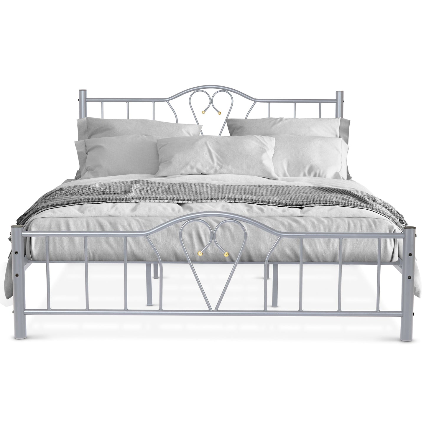 Orkide Metal 4'6FT Double Bed Frame - Silver