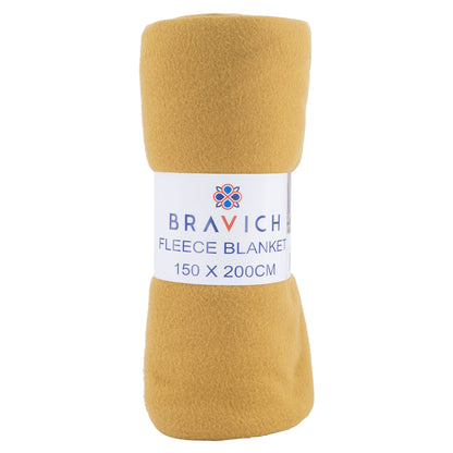 King Size Plain Fleece Blanket - 150 x 200cm - Beige-5056536100863-Bargainia.com