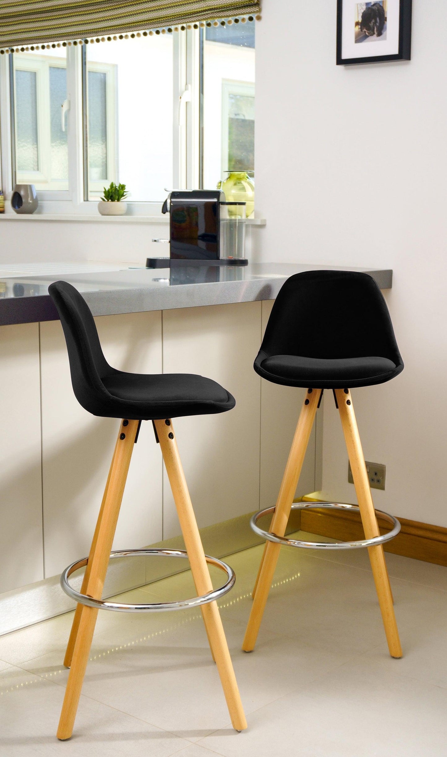 Barcelona Bar Stools - Set Of 2 - Black-5056150252771-Bargainia.com