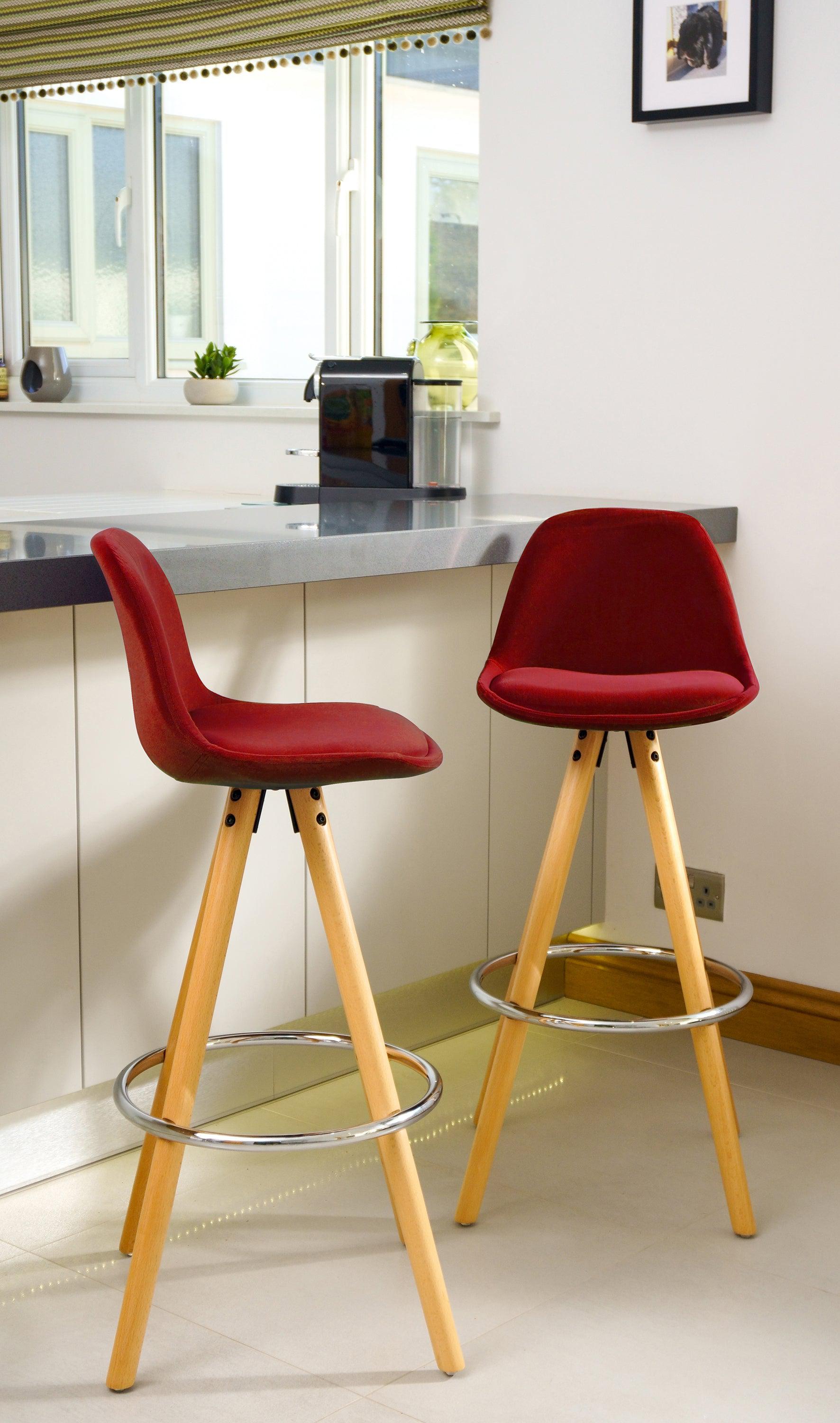 Barcelona Bar Stools - Set Of 2 - Burgundy-5056150252795-Bargainia.com
