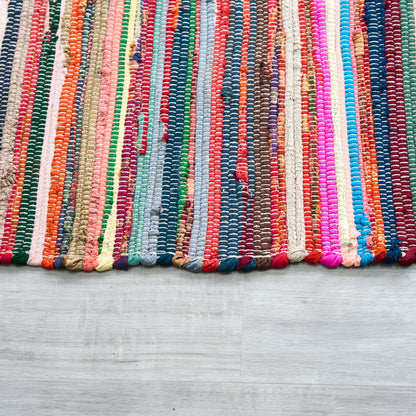 Chindi Handwoven Multi Coloured Recycled Rag Rug