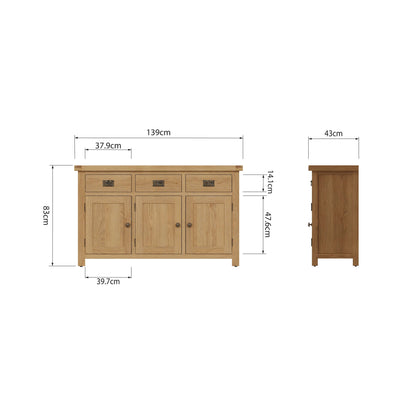 Nora Oak 3 Door Sideboard