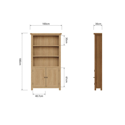 Nora Oak Large Bookcase Display Cupboard