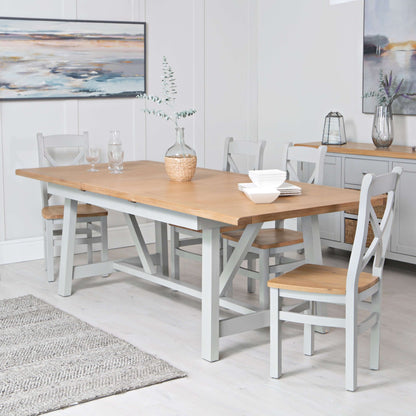 Elodie Dove Grey Oak Refectory Butterfly Extending Table - 1.8m