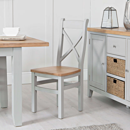 Elodie Dove Grey Oak Cross Back Dining Chair Set of 2