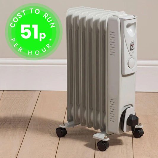 Daewoo 1500W Oil Filled Electric Radiator - White-5024996809763-Bargainia.com