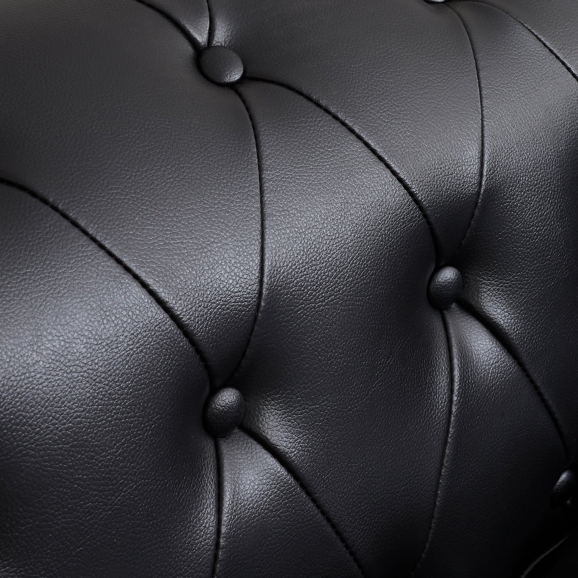 Faux Leather Chesterfield Sofa Suite - Black-Bargainia.com