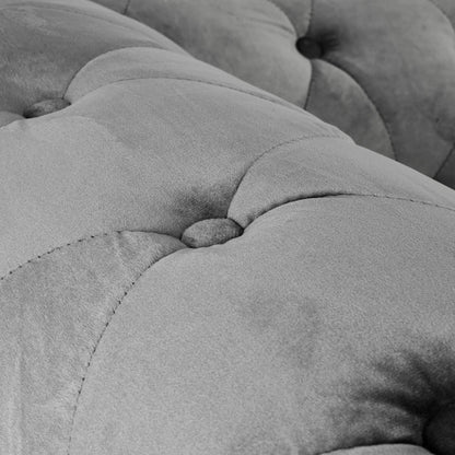 Velvet Chesterfield Sofa Suite - Grey-Bargainia.com