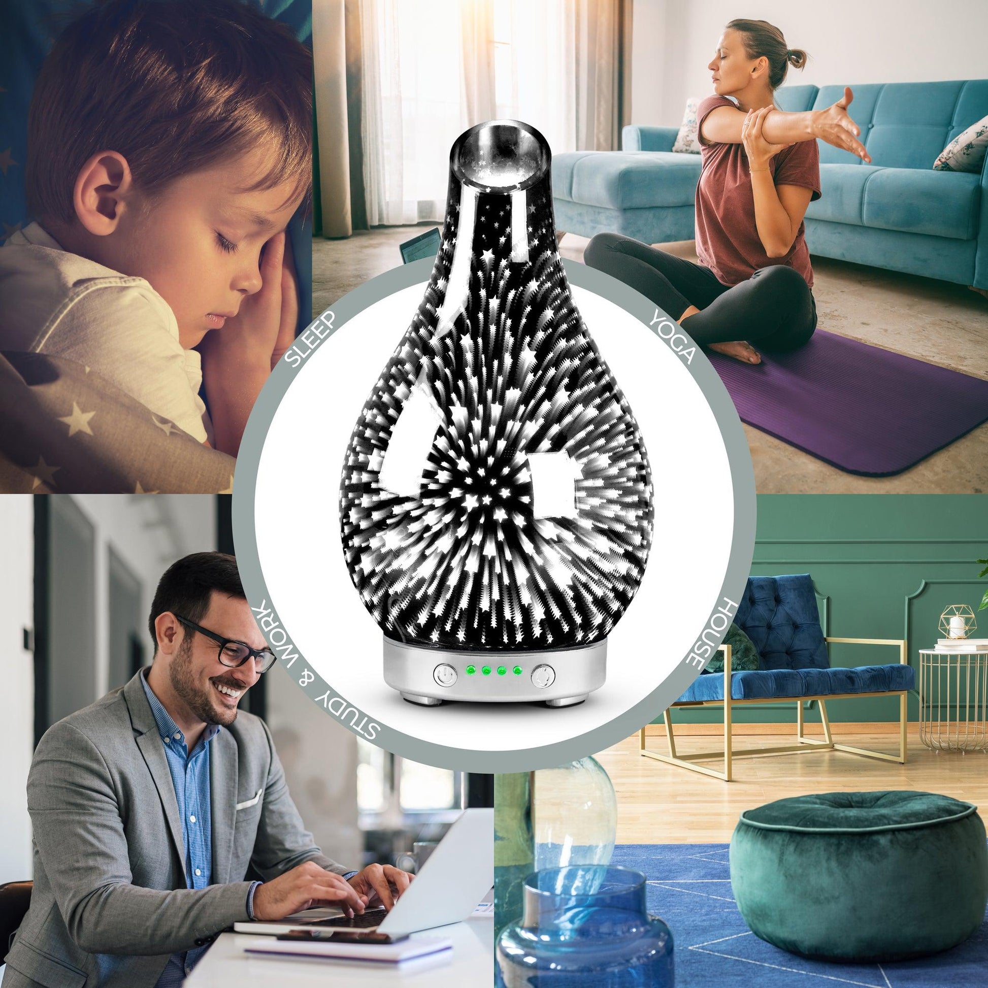 Desire 3D Stars Colour Changing Aroma Humidifier-5010792463810-Bargainia.com