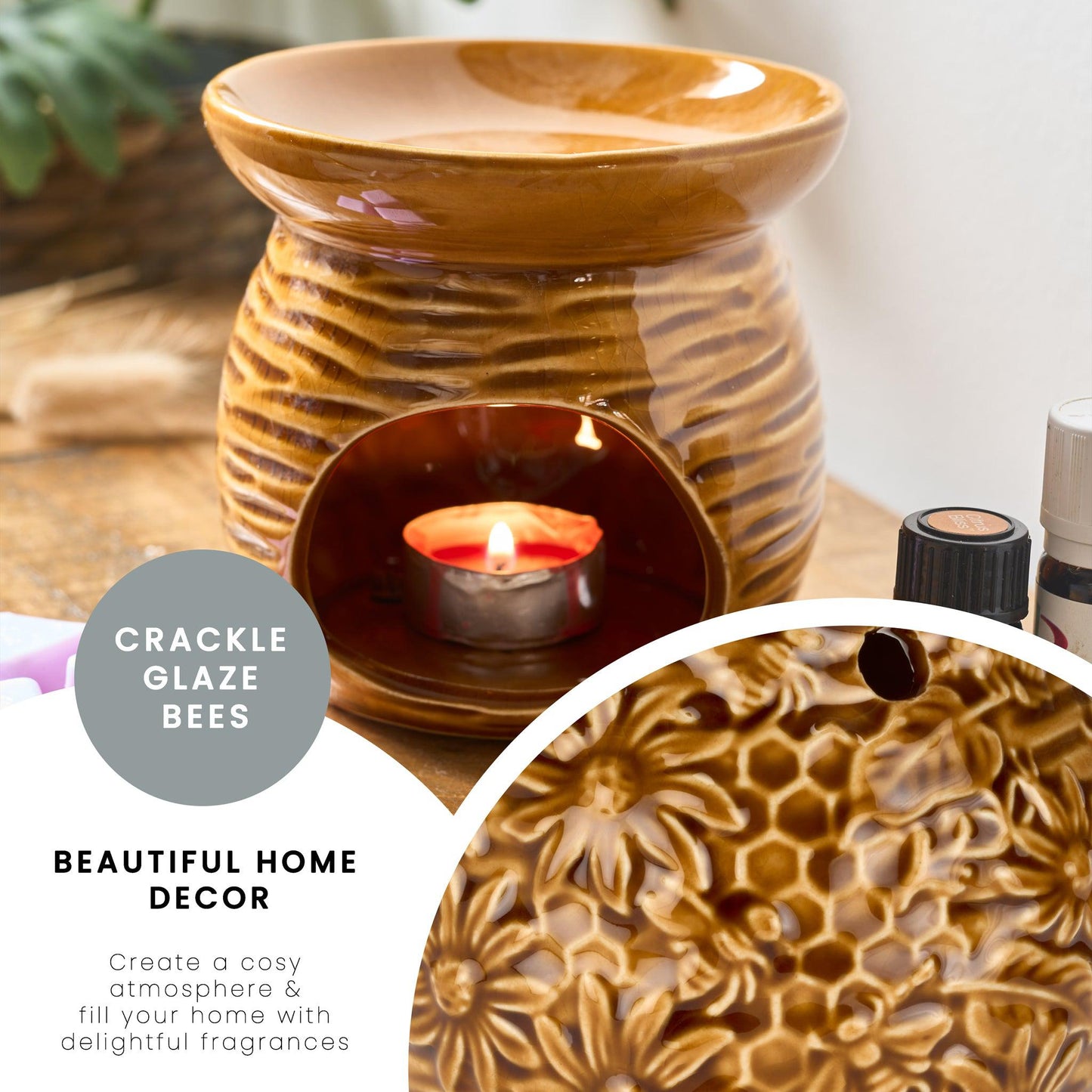 Crackle Glaze Bees Wax Oil Warmer-5010792473598-Bargainia.com