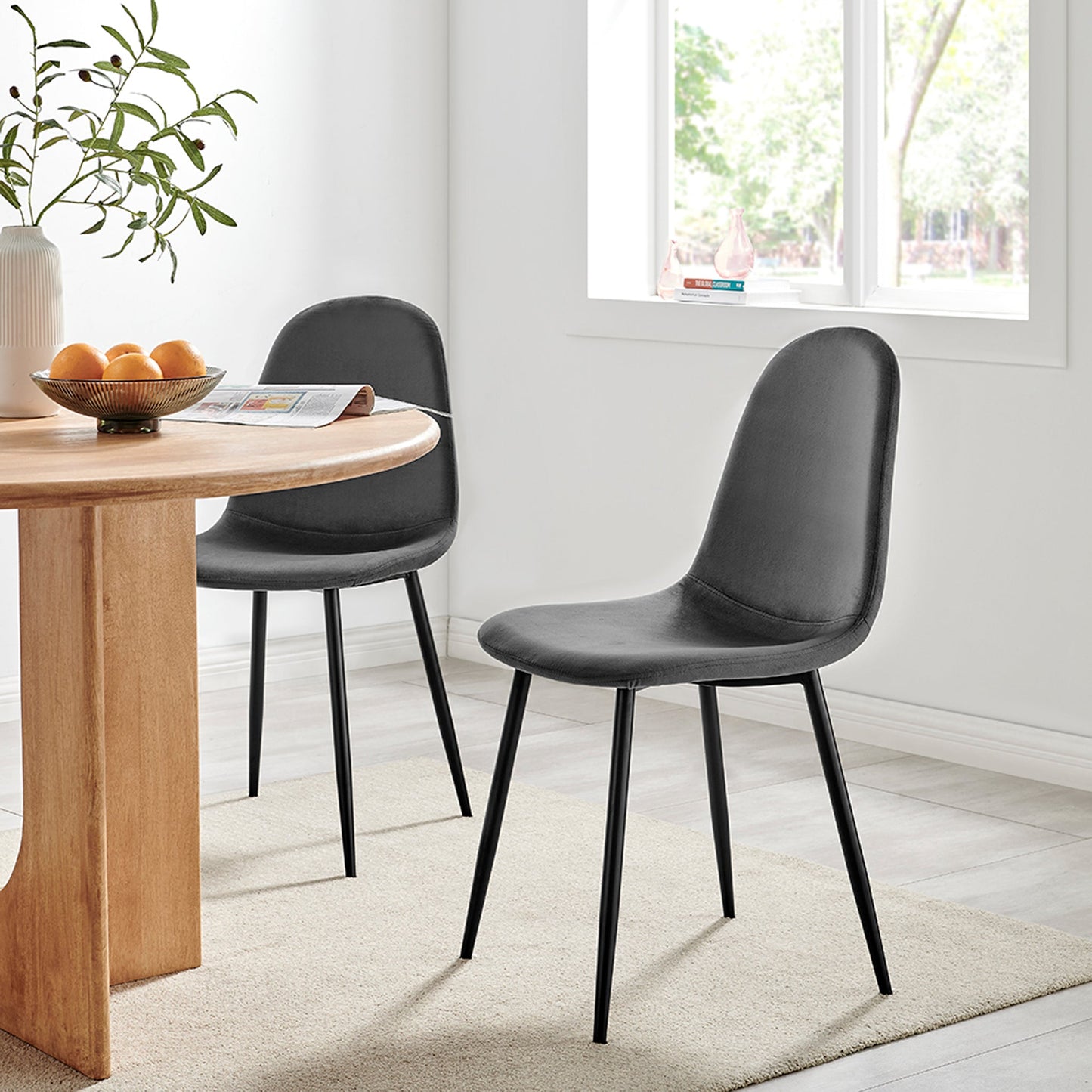 Ron Velvet Dining Chair - Grey
