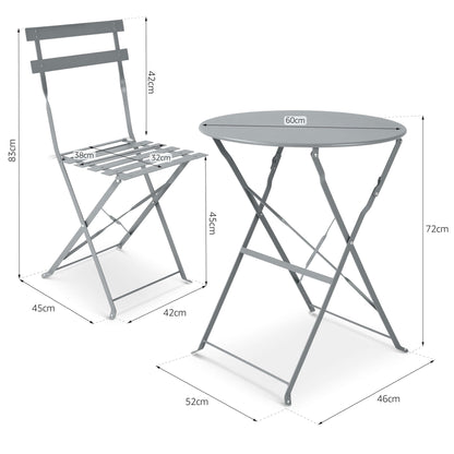 Manarola 3 Piece Garden Foldable Metal Bistro Set