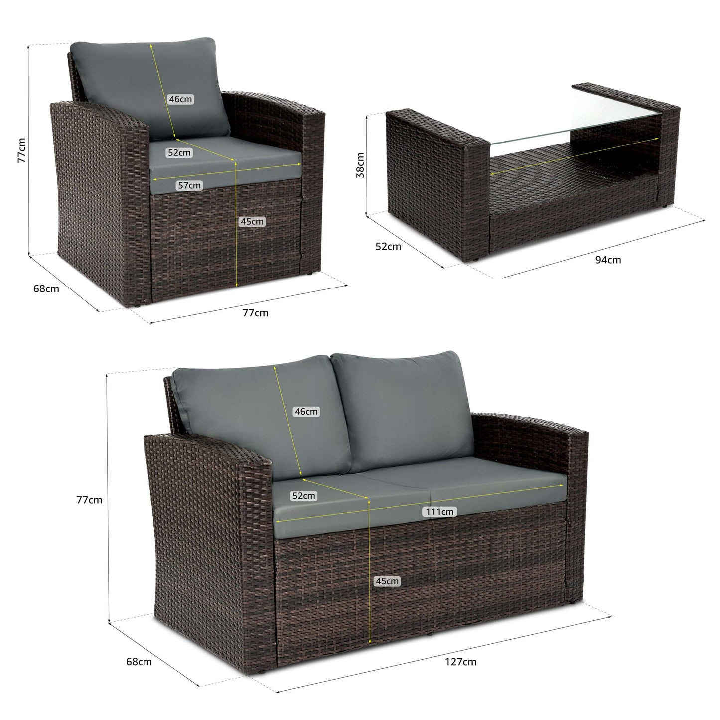 Mona 4-Piece Outdoor Rattan Lounge Set With Rain Cover