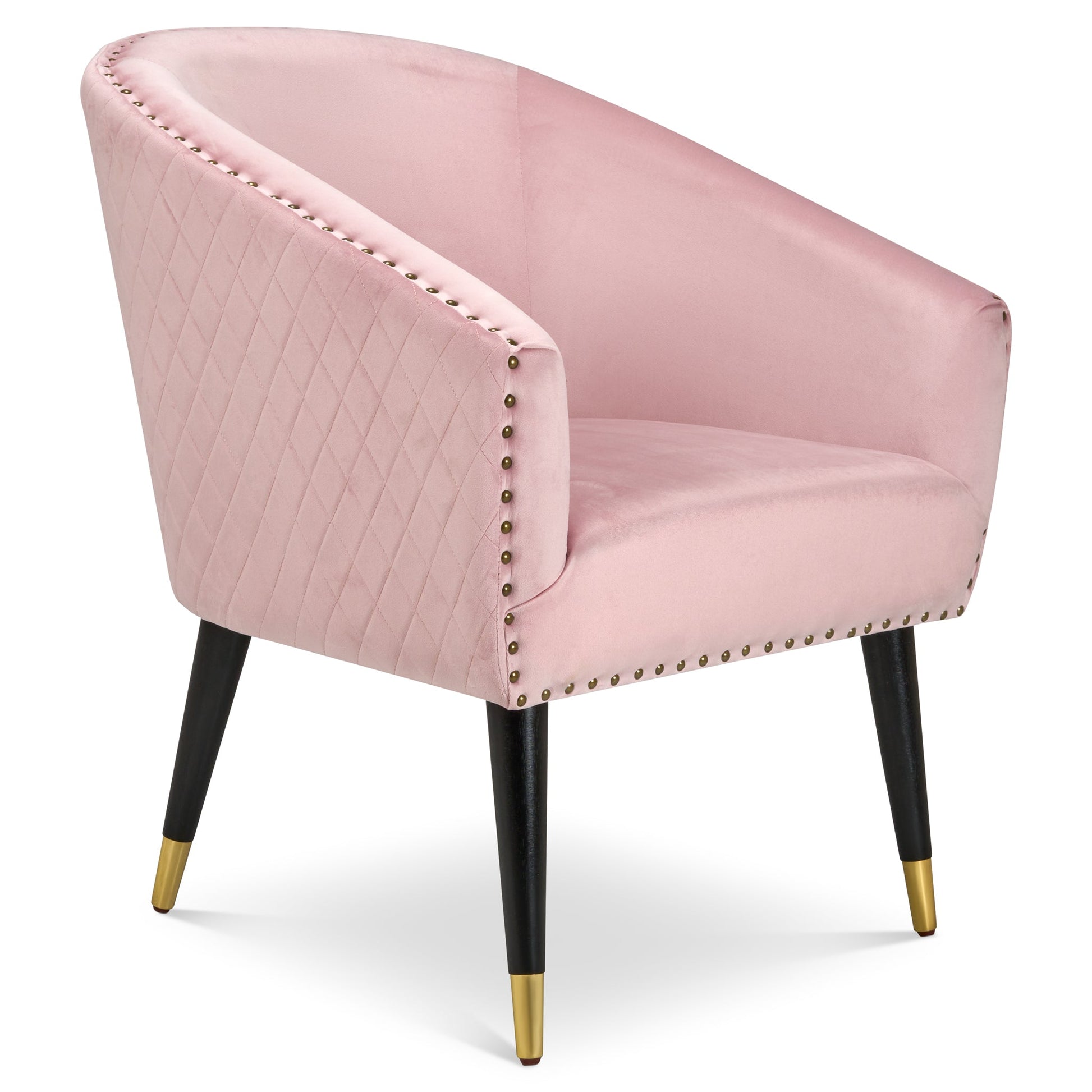 Revo Velvet Nailhead Trim Tub Armchair - Pink-Bargainia.com