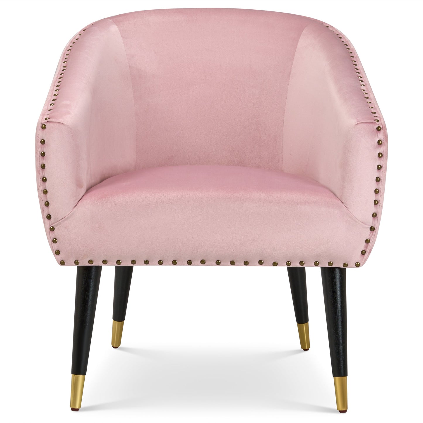Revo Velvet Nailhead Trim Tub Armchair - Pink-Bargainia.com
